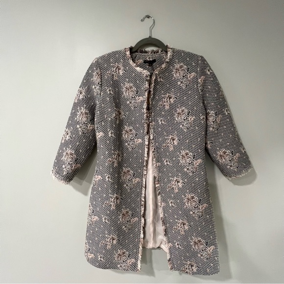 Alberto Makali Floral Metallic Jacquard Print Open Coat 6 - Picture 2 of 13